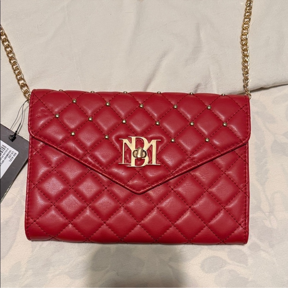 Badgley Mischka Red Quilted Crossbody Bag
